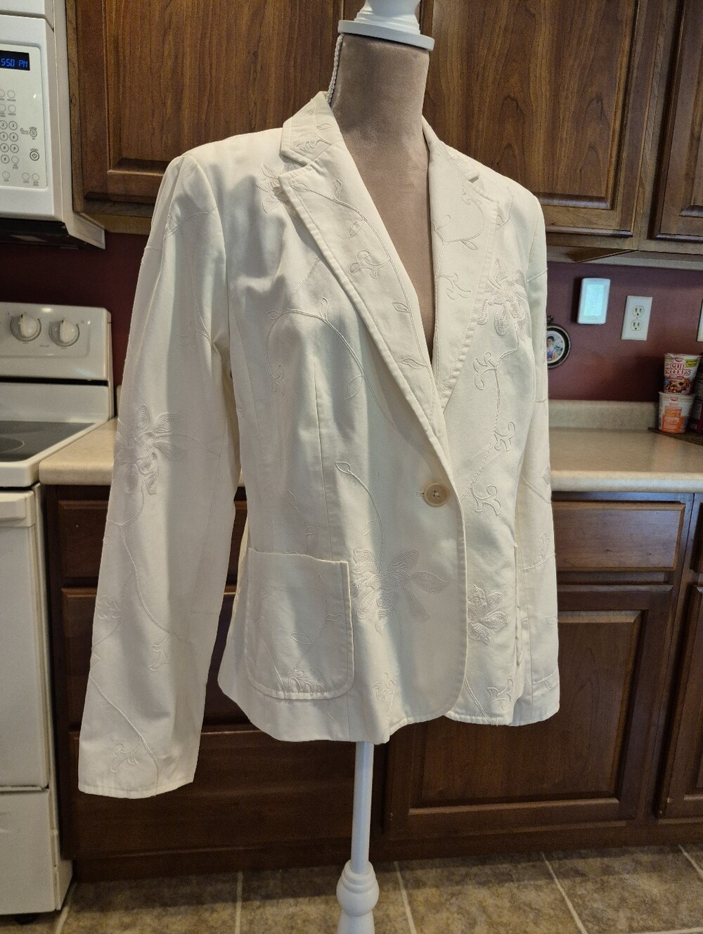 NWT Talbots Women's Cream Embroidered Blazer Jacket Size 12